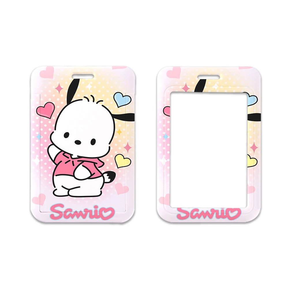 Portatarjetas Kawaii Sanrio Pochacco, llavero de tarjeta de comida de Campus de estudiantes de dibujos animados, tarjeta de pecho, tarjeta de acceso, tarjeta de identificación de trabajo, bolsa de regalos