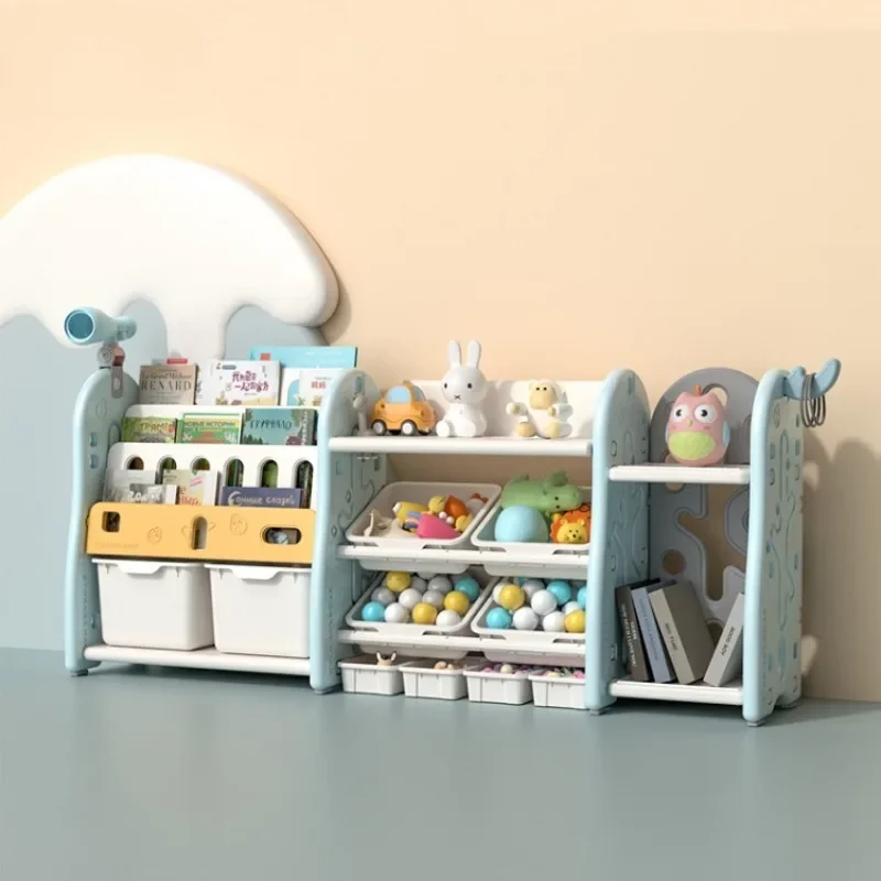 Plastic Kids Furniture Storage Cabinet with Removable Chest, Corner Cupboard Rack, Drawer, and Toys  for Kindergarten Use