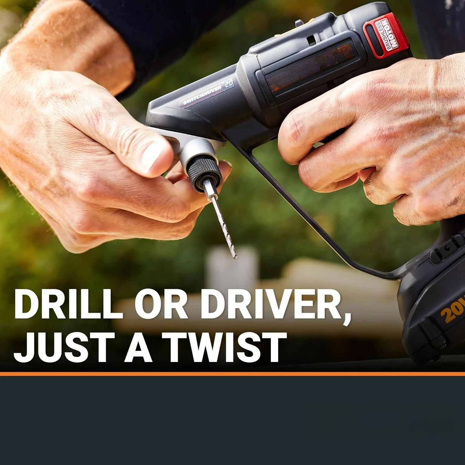 20V SwitchDriver 2.0 with 85 pc Accessory Kit, 2-in-1 Brushless Cordless Drill Driver, Drill Set Rotatable Dual 1/4" Chucks