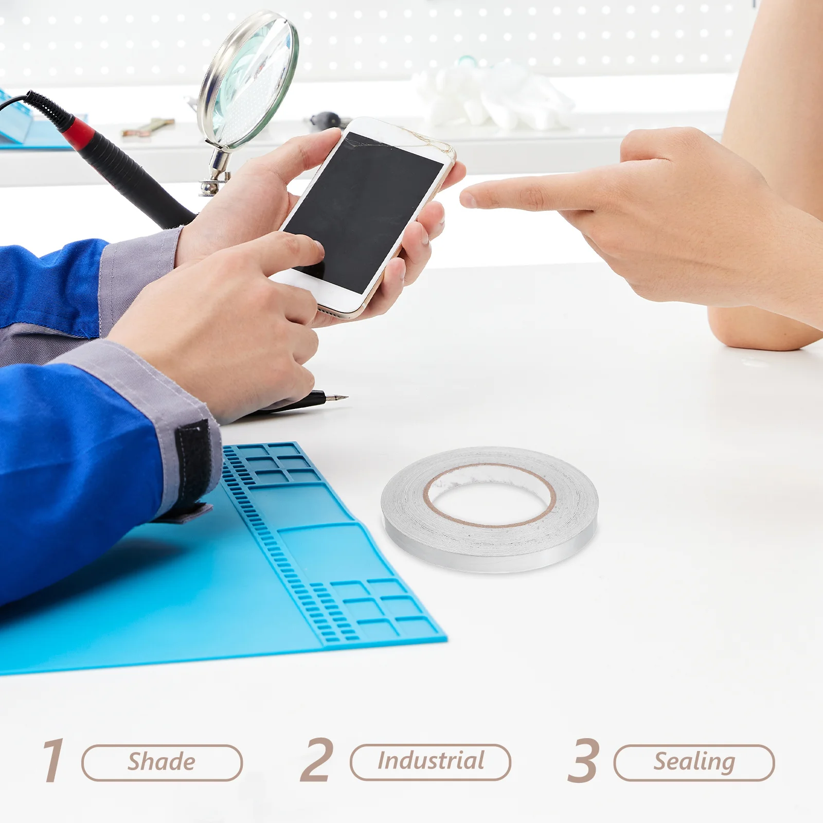 

1 Roll 50M Aluminum Foil Tape Light Shielding Fire Resistant For Hvac Electrical Insulation Repair Conductive Shielding Self