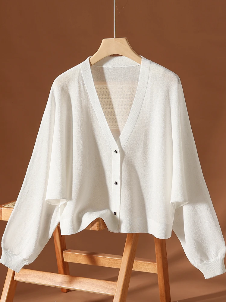 High quality knitted cardigan for women's summer new loose bat sleeve sun protection shirt, air-conditioned shirt top