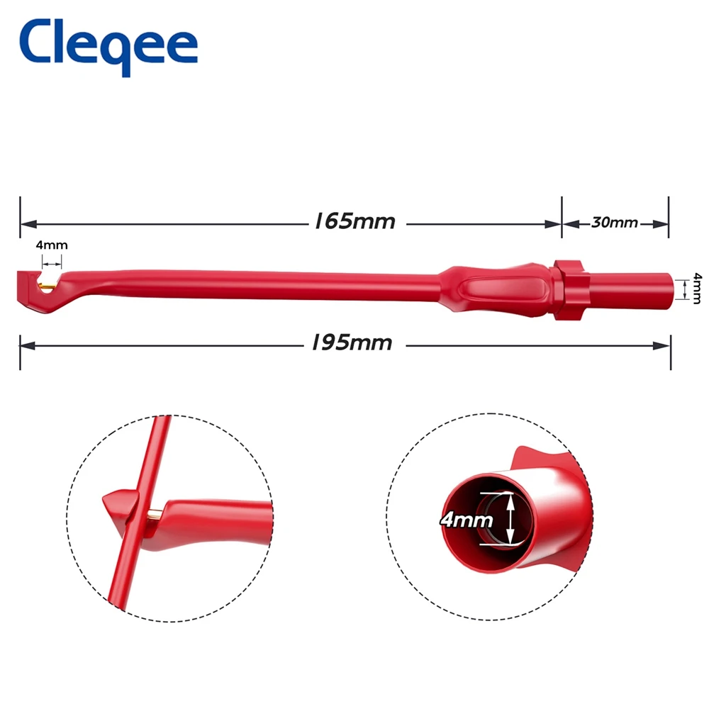 Cleqee P30036A 2pcs Test Probe Clip Non-Destructive Wire-Piercing Back Probe Pins 4MM Jack Puncture Test Hook Tool