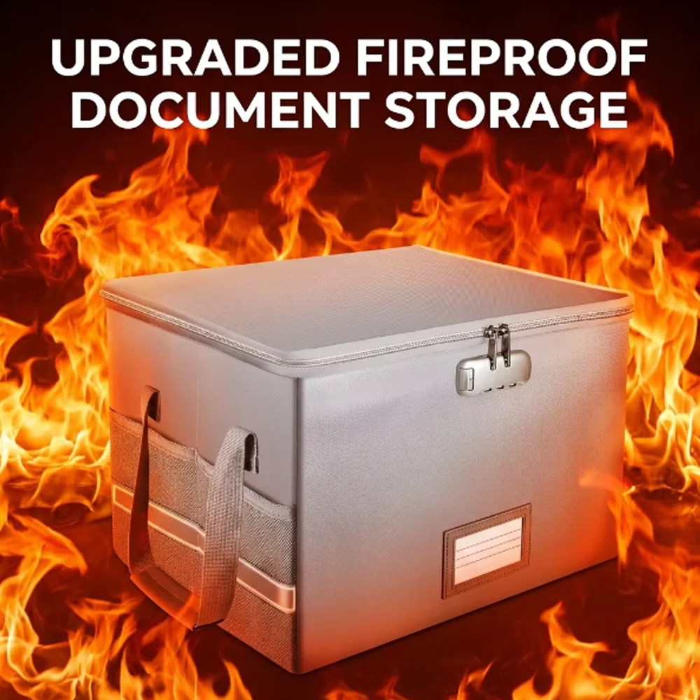 Fireproof Storage Box, Large-Capacity Lockable Storage Box, Holds Documents, Books, Contracts, Tablets, Cash, and Bank Cards