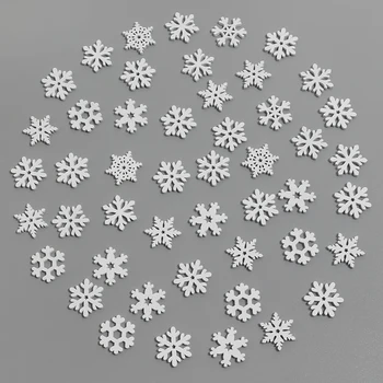 50Pcs White Wooden Snowflake Christmas Decoration Xmas Tree Ornaments for Home Decor 2026…