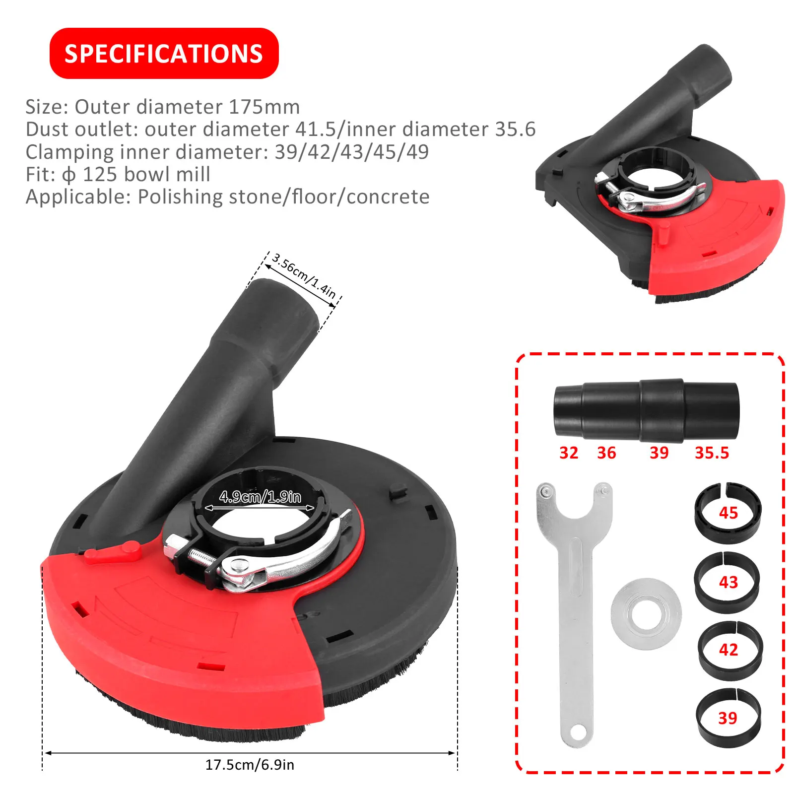 Angle Grinder Dust Shroud For Concrete Stone Dust Collection Universal Surface Grinding Dust Shroud for 5 Inch Angle Grinder