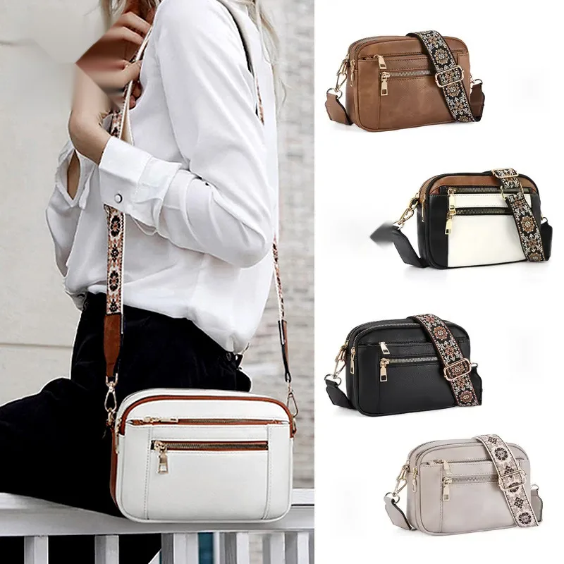 

2025 New Crossbody Bag Adjustable Shoulder Bag Zipper Multi functional Small Square Bag European and American Bag PU Wallet