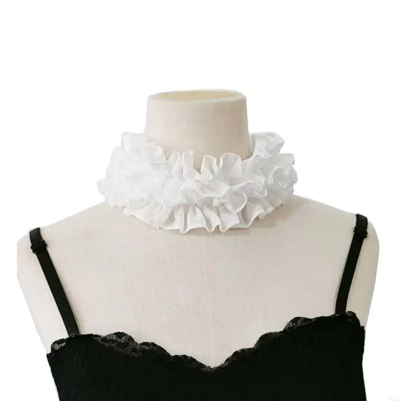 HX6F Vintage Ruffled False Cllar Neck Ruff Mankiet Mankiety Victorianie Kolonialny kostium