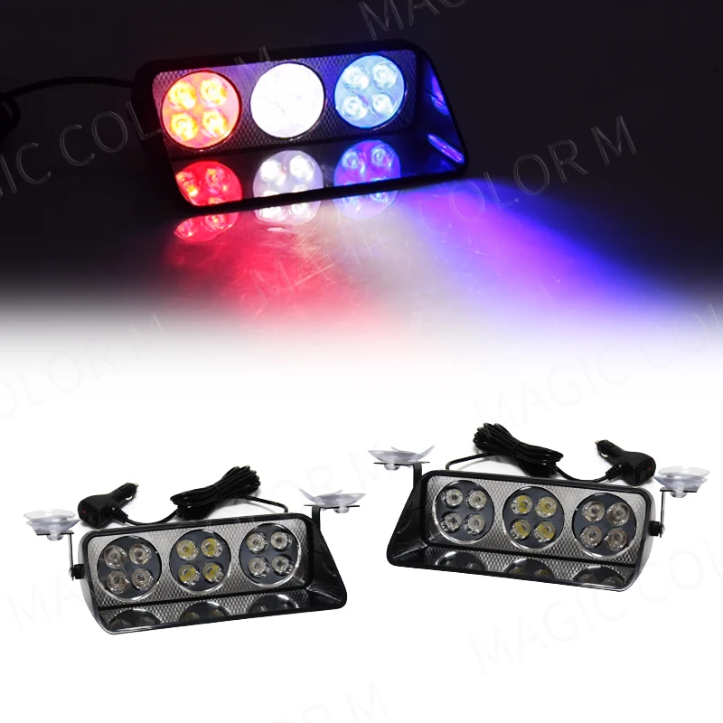 12 LED Car Strobe Emergency Flashing Lights Warning Lamp Auto Flasher For Vehicle Truck Motorcycle Fog Waterproof Red Blue 12v