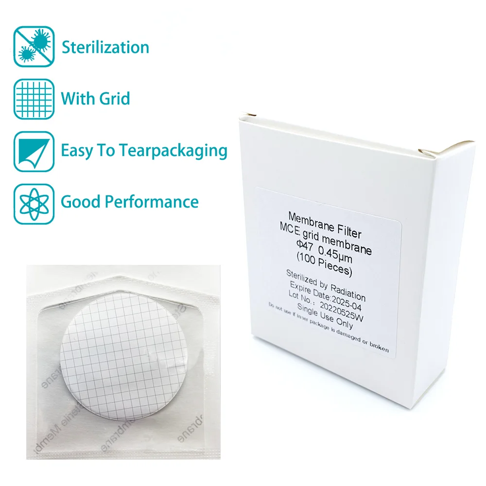 Picture 4: 100PCS Membrane Filter Sterile MCE Gridded  47mm 0.45μm Hydrophilic Filter Laboratory Funnel Vacuum Pump Accessories