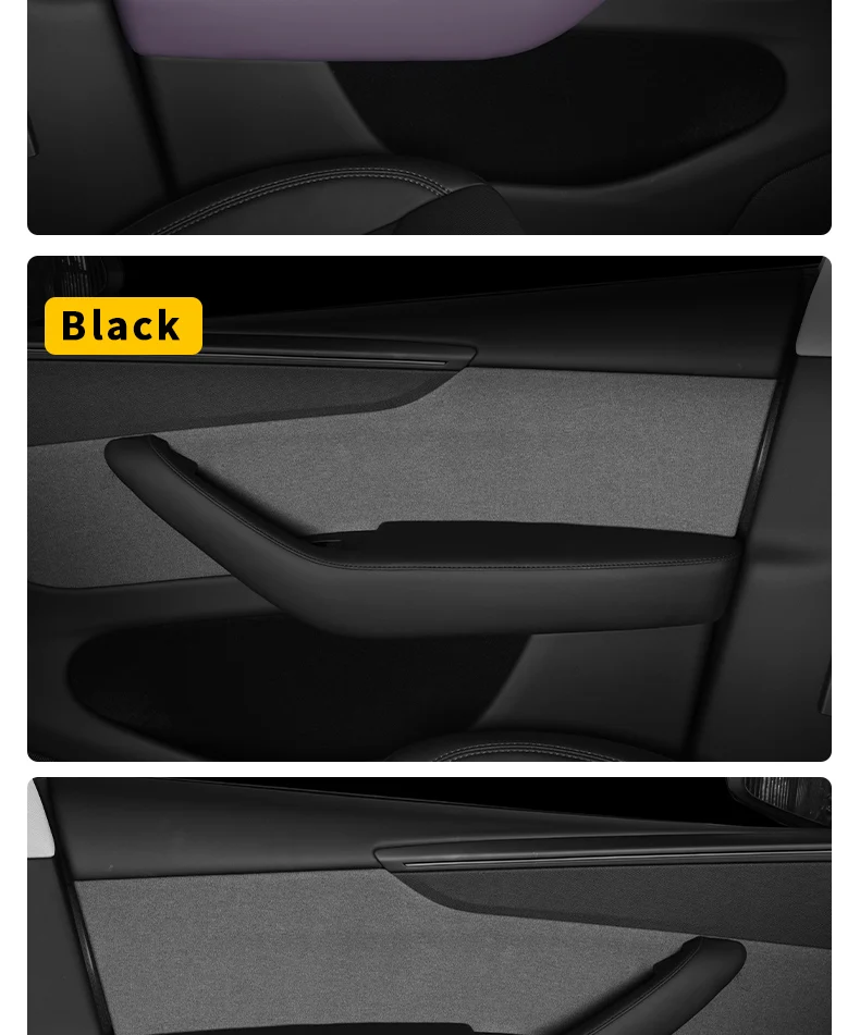 Originalfarbene Leder- und ABS-Türgriffschutzhülle für den Innenraum – Zubehör für Tesla Model 3 / Model Y / Model YL – Detail 15