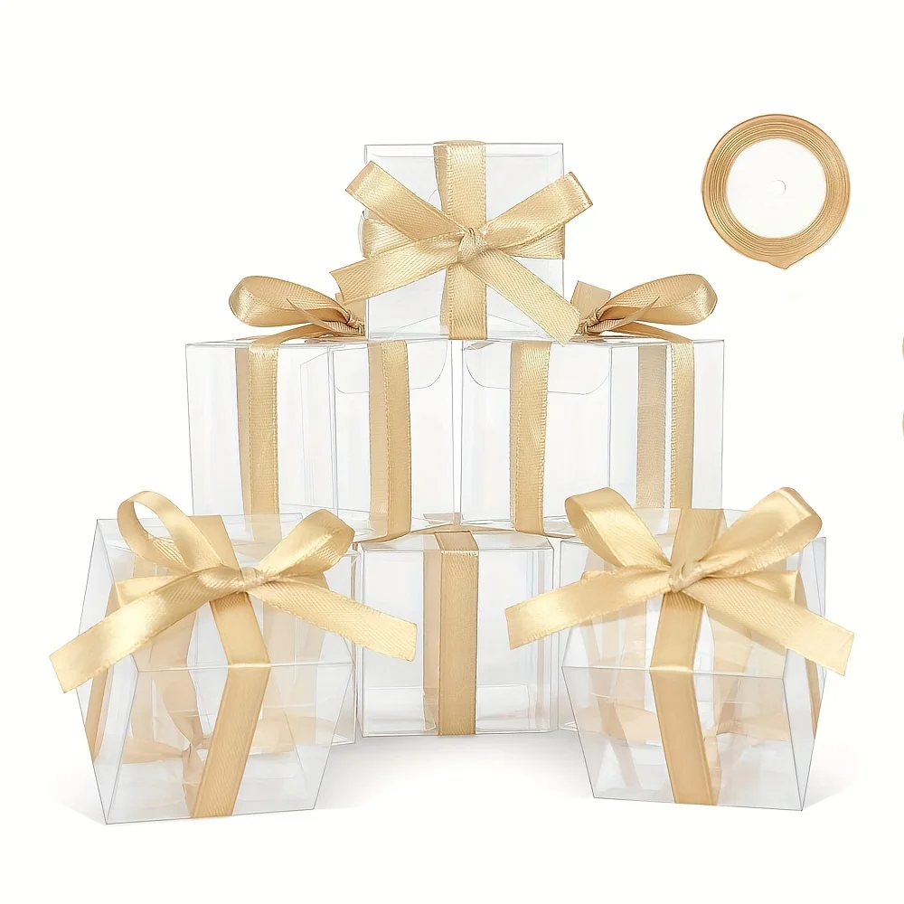 50 cajas de regalo transparentes para dulces y bombones, adecuadas para fiestas de cumpleaños, graduaciones, vacaciones y regalos de boda.