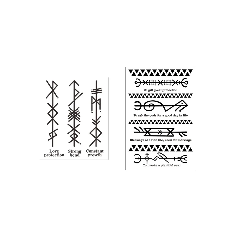 Paquet de 2 tatouages semi-permanents de tatouage Viking imperméable, mains, tatouages temporaires triangulaires, tatouages aux doigts, dure 1 à 2 semaines