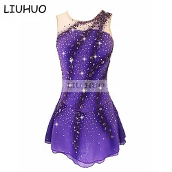 LIUHUO Figure Skating Dress Women Girls' Ice Performance Gymnastics Sleeveless Competition Leotard Costume Dance Roller Skating
