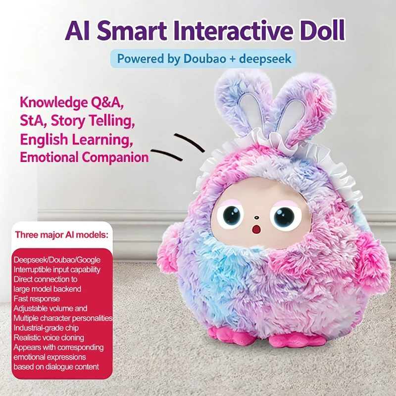 Al Smart Interactive Doll AI Plush Toy Robot Smart Interactive With LED Eyes&Voice Control App Compatible Soft Companion