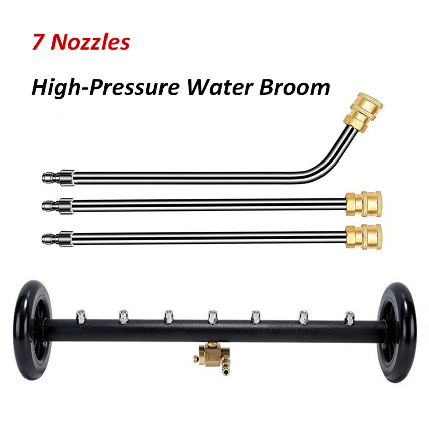 

22-дюймовая водяная метла высокого давления 4000PSI с 7 насадками для мойки пола автомобильного шасси, выдвижной 3-ходовой очиститель поверхности ходовой части