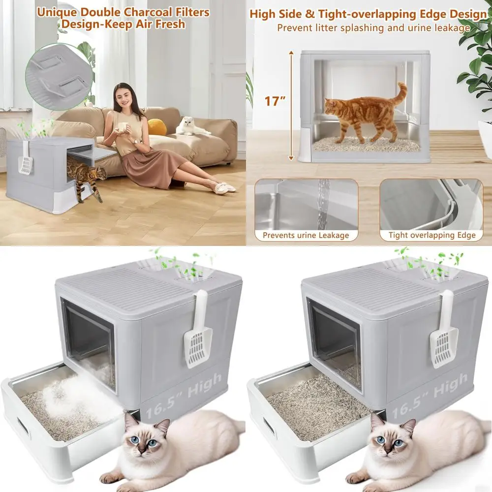 

Складной ящик для мусора из нержавеющей стали с крышкой, капюшоном и герметичным покрытием для легкой очистки и глубокой кастрюли