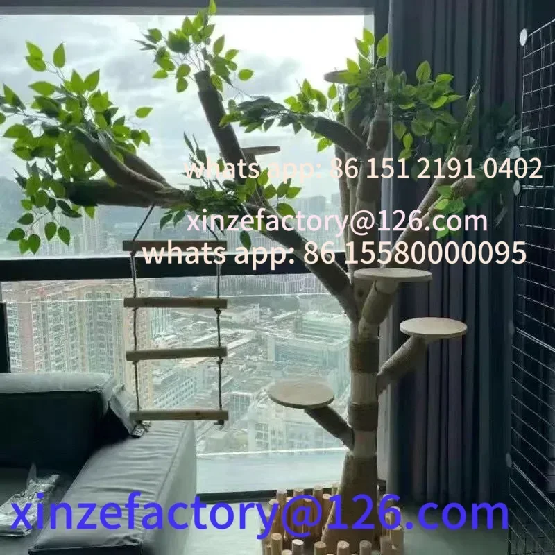 เตียงแมวไม้เนื้อแข็งที่ปรับแต่งได้ของโครงปีนเขารวมตัวขูดของเล่นที่ทนต่อการสึกหรอ