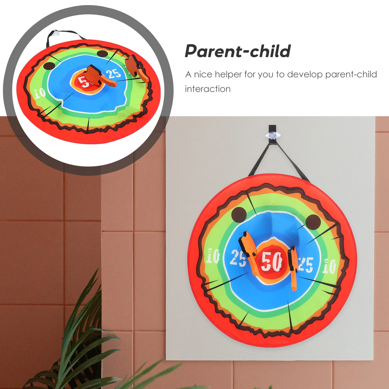 Set di 1 Gioco del Bersaglio con Ascia Volante per Bambini, Gioco Educativo da Interno, Divertimento Interattivo Genitore-Figlio con Cartoni Animati
