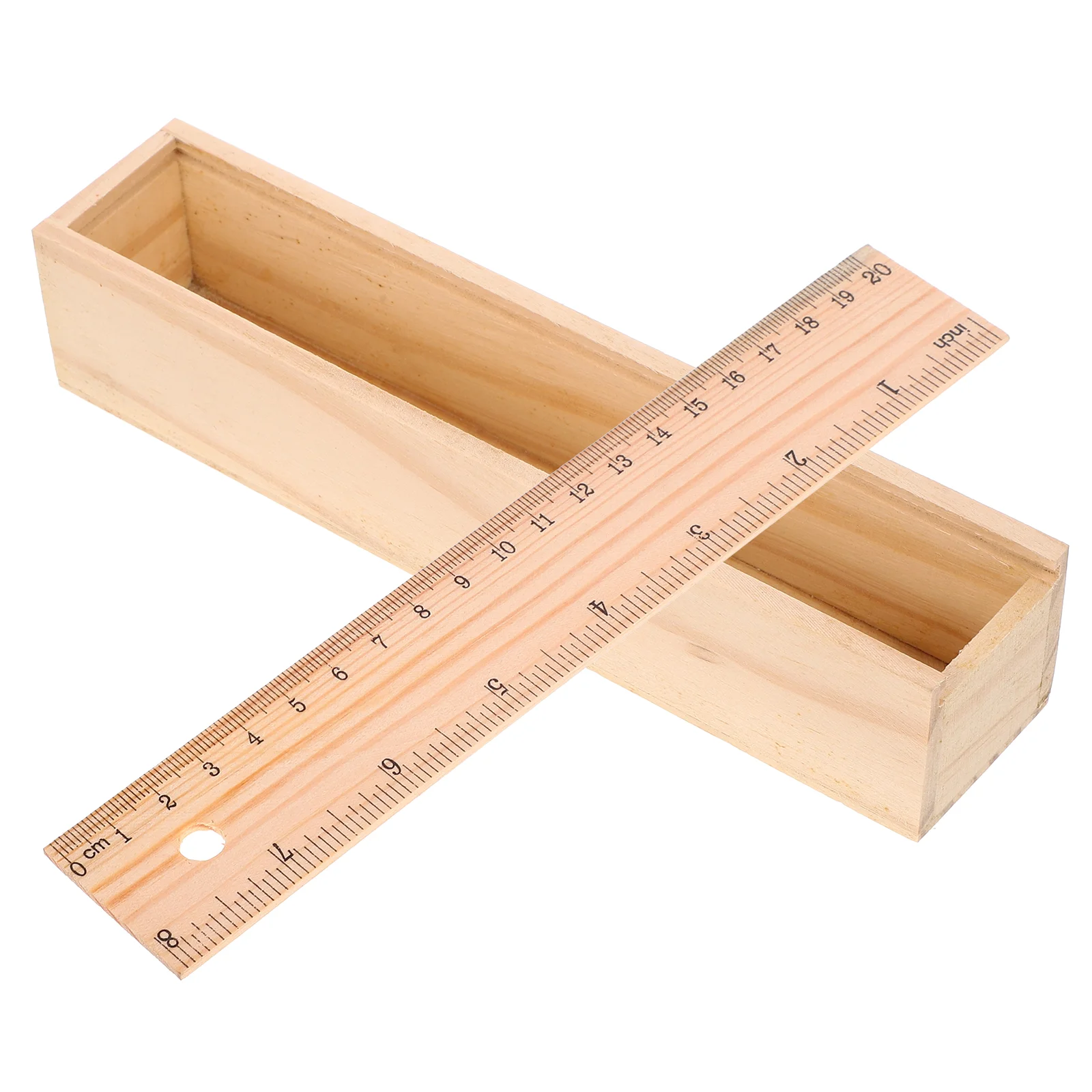 Wooden Pencil Case School Flat Drawer Holder Boxes for Office Bulk Organizers Ruler Lid