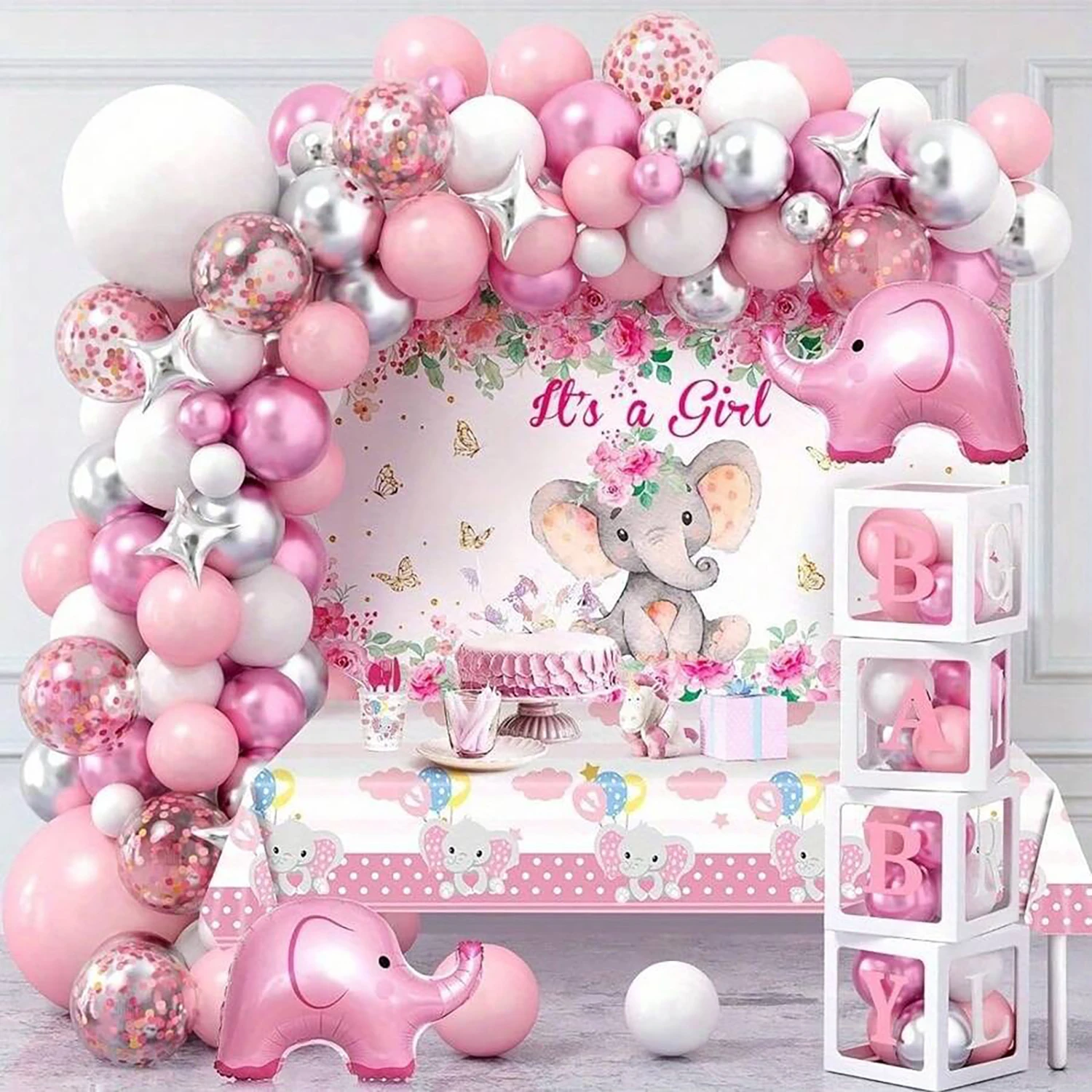 112PC Pink and White Latex Balloon Wreath Set, Suitable for Wedding Season, Birthdays, and Popular Parties