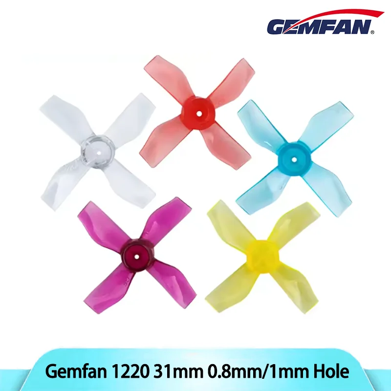 Gemfan 4 Paia 31mm 1220 0.8mm/1mm Foro 4 pale Elica PC CW CCW Puntelli Per 0703-1103 Motori Elettrici FPV Micro Drone