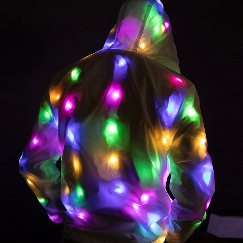 LED light up Jacket led dance dress Rave performance Waterproof led lights clothes adult man cool night running costume