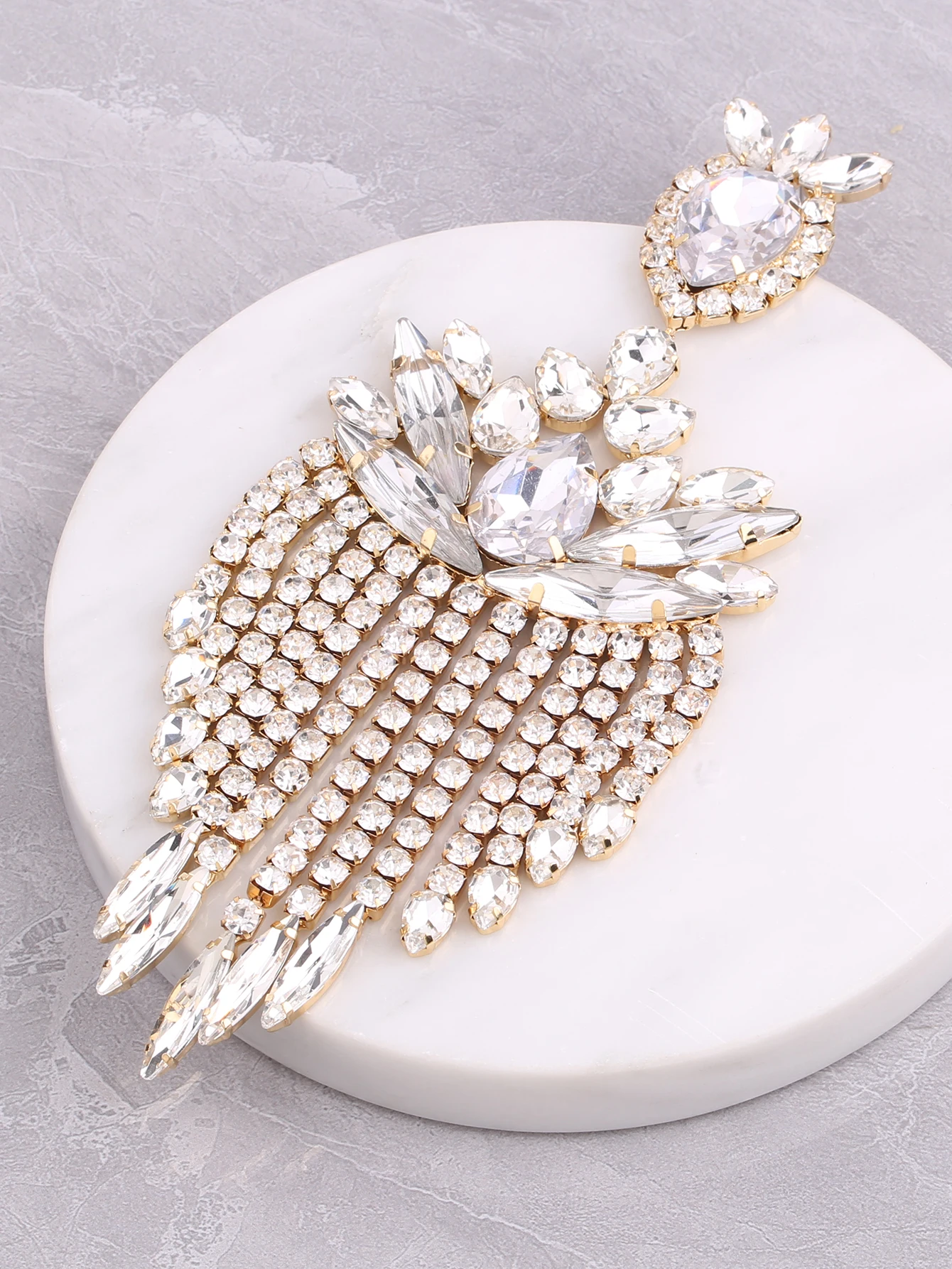 Fashion Rhinestone Big Dangle Earrings For Women Trend Luxury High Quality Round Big Pendants Vintage Jewelry Party Accessories