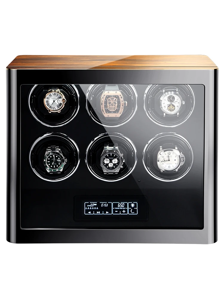 Luxury Wood Watch Safe Box Automatic Watch Winder with Mabuchi Motor LCD Touch Screen and Remote Control Watches Box Accessories