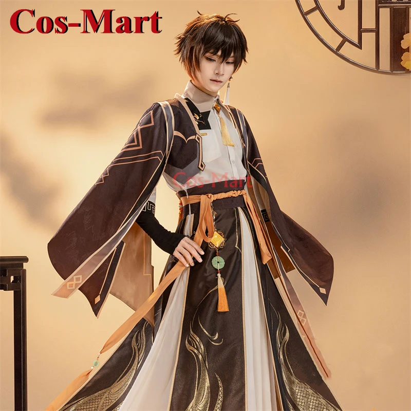 Cos-Mart Game Genshin Impact Zhongli Cosplay Costume Fahsion Handsome Ancient Uniforms Activity Party Role Play Clothing S-XL