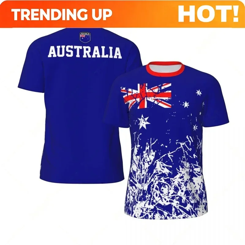 Customization Australia Flag Football T Shirts For Men Fashion Summer National Emblem 3D Printed Jersey Casual Quick Dry Breatha