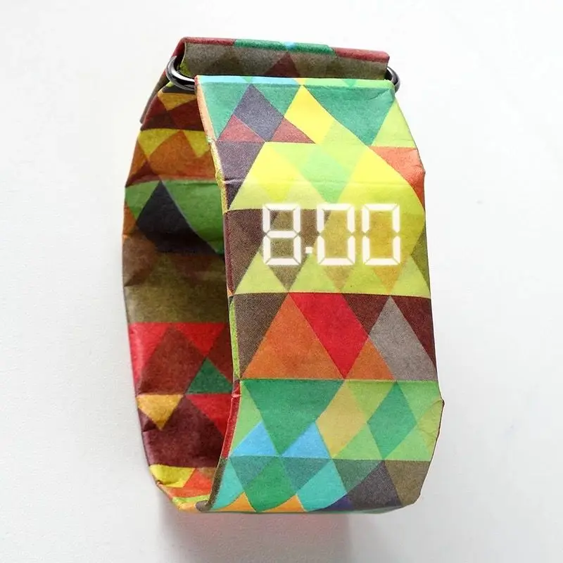 Women Waterproof Wristband Paper Watch LED Clock Watch Creative Digital Paper Strap Watches Sport Watch Wristwatch