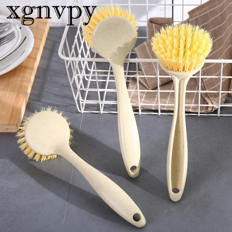 xgnvpy Long Handle Cleaning Brush Multifunctional Pan Pot Sink Dish Bowl Washing Tool Stain Removal Kitchen Utility