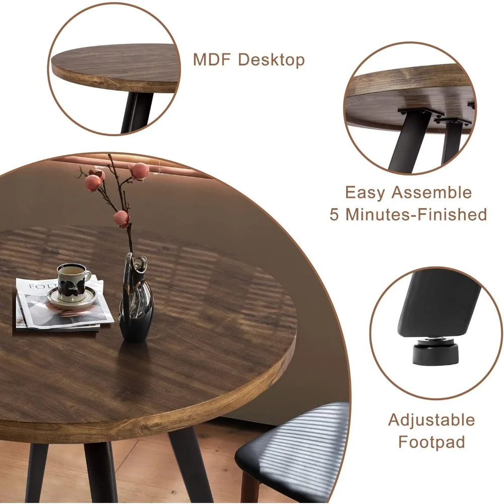 Customized.Round Dining Table, Small Dining Table for 2, 31.5" Round Table, Mid-Century Modern Kitchen Table with 1.4" Thickness