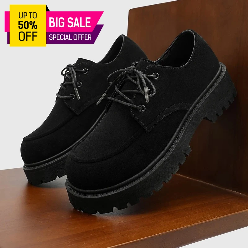 

Мужские рабочие ботинки дерби на толстой подошве, ретро-оксфорды на шнуровке, дышащие низкие туфли на толстой подошве для повседневных поездок и на каждый день