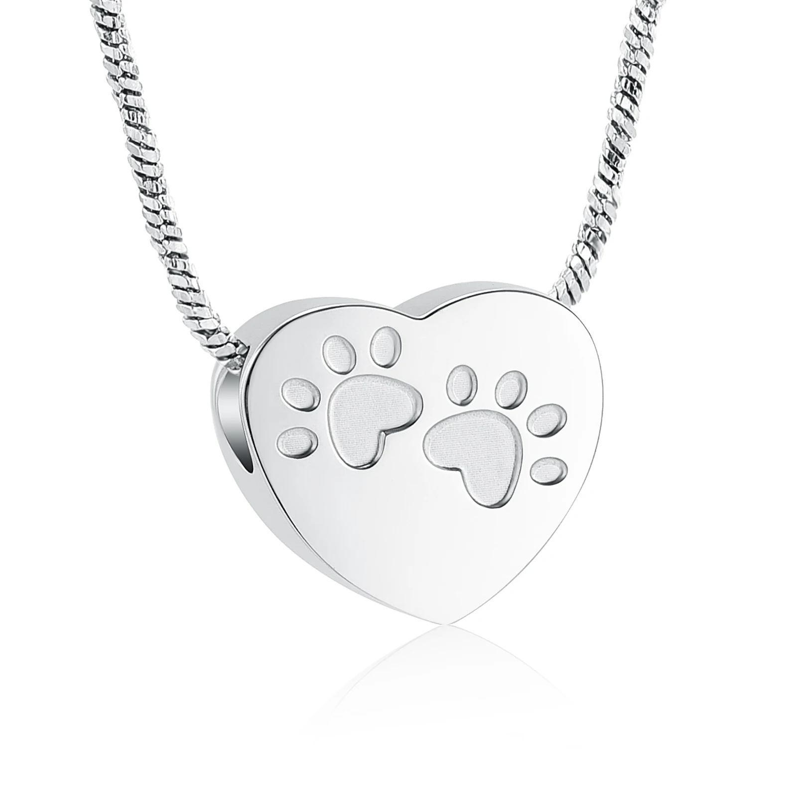 Pet Cremation Jewelry for Ashes Pendant Paw Print Pet Heart Urn Necklace Memorial Keepsake Jewelry for Pet/Dog's/Cat's Ashes