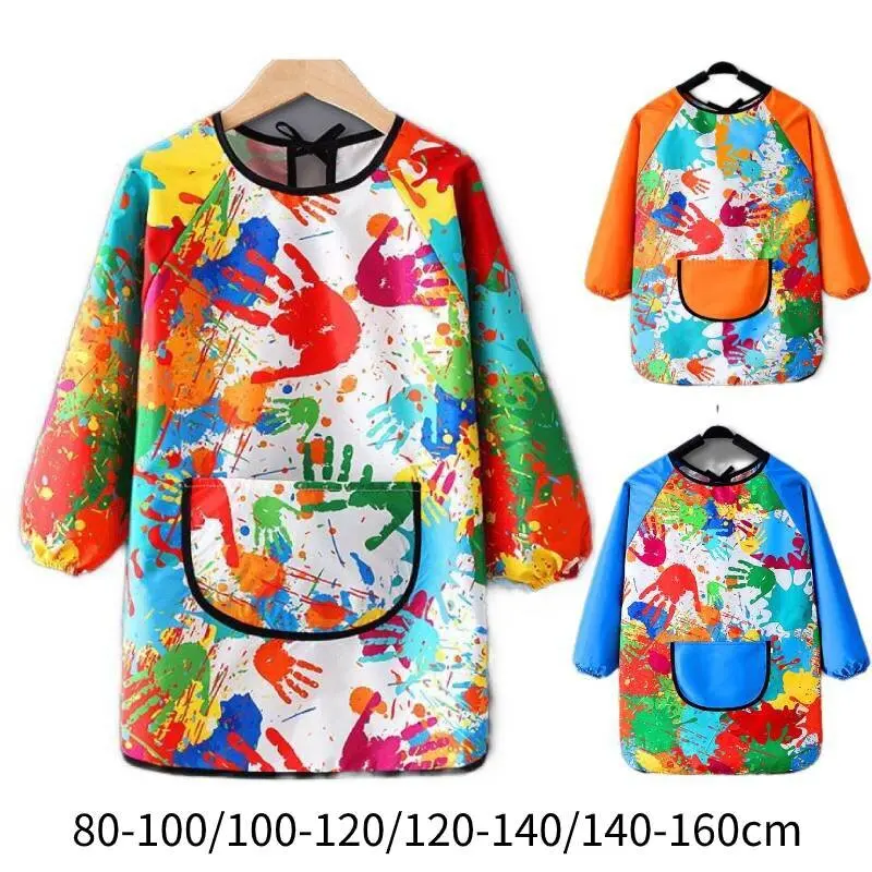 Kids Painting Waterproof Long Sleeved Cover Kindergarten Art Painting Smock Reverse Dressing Gown Baby Eating Bib Children Apron