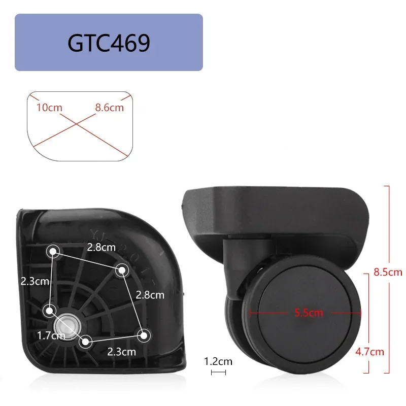 For GTC469 Business Traveler’s Luggage Wheel Savior -Silent Durable Soft Rubber Replacement Wheels 360° Swivel Tool-Free InstalI