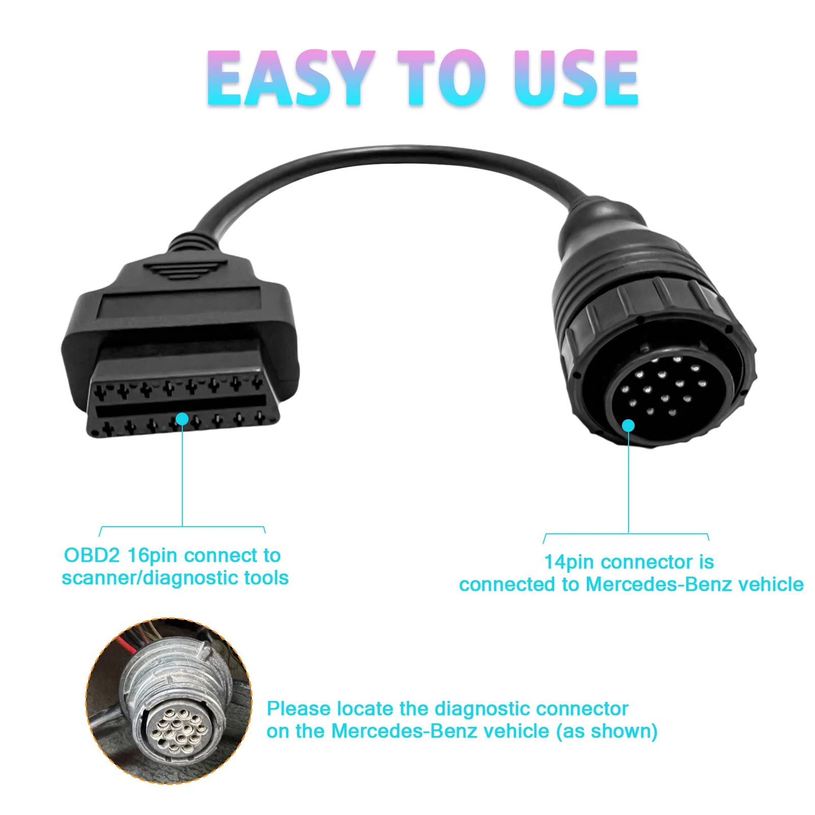 14Pin OBD Adapter für Mercedes Sprinter Actros Atego für VW LT EVE/CDI/PMS Lkw Bus Motor diagnose Stecker Kabel für Benz – Detail 3