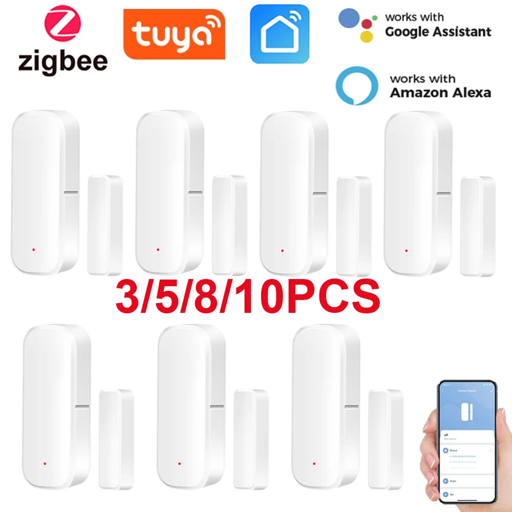 Tuya Smart ZigBee Door Window Contact Sensor Smart Home Wireless Door Detectors Open/Close APP Remote Alarm Via Alexa Smart Life