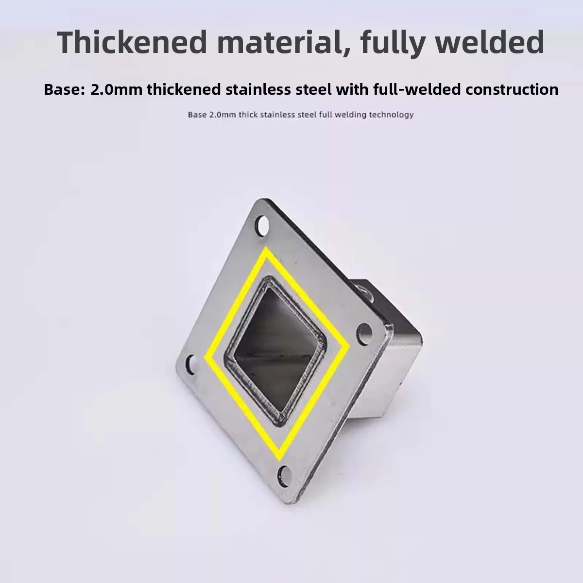 Thickened Stainless Steel Diamond Flange Seat Wardrobe Hanger Pole Square Base 25 Square Tube Towel Pole Armrest Fixing Seat