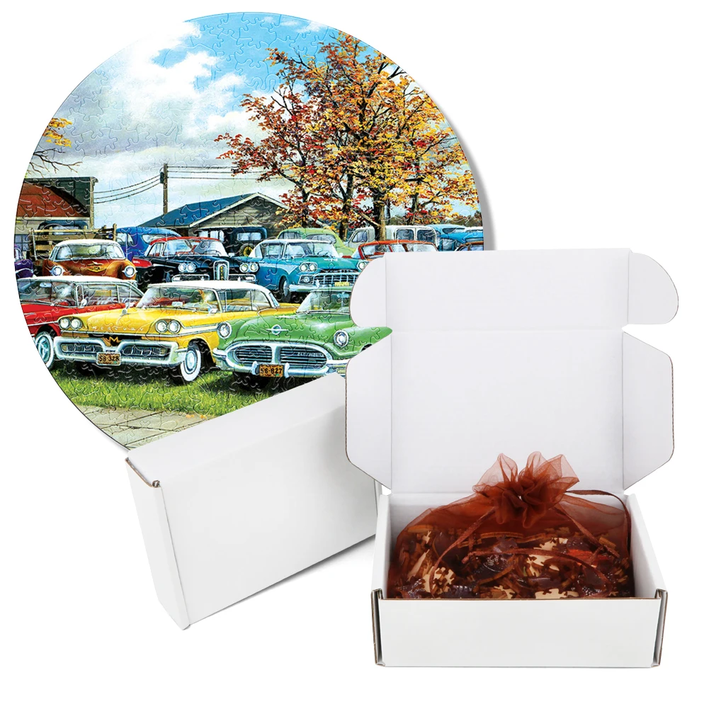 Vintage Wooden Car Jigsaw Puzzle para crianças e adultos, jogo de tabuleiro, madeira Puzzles, decoração do lar