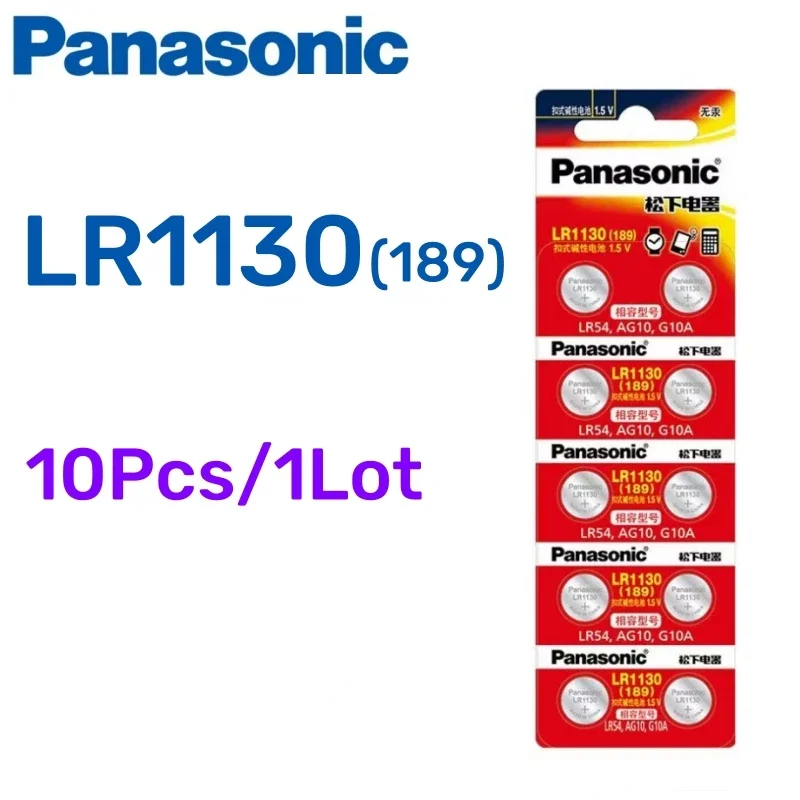 10-50pcs Original Panasonic 189 LR1130 AG10 SR1130 389 V10GA LR54 SR54 Alkaline Button Cell Battery for Watch Calculator Toy