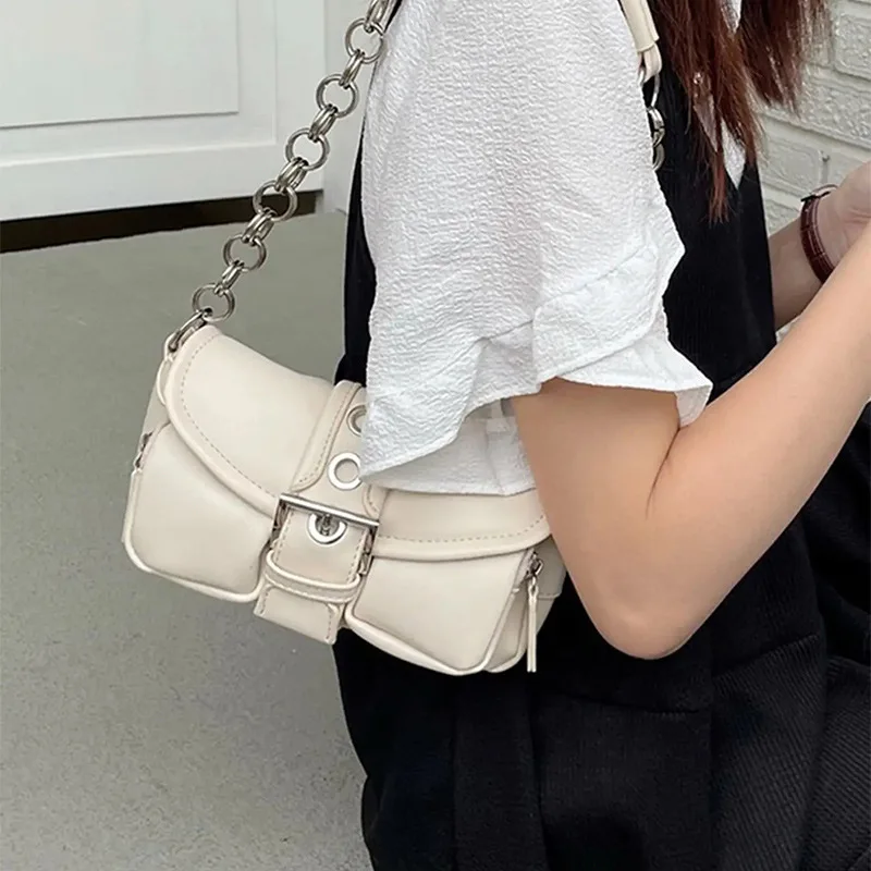

Luxury Design Bag for Women Mini Retro Circular Chain Armpit Bag New Fashion Trendy Y2K Versatile Shoulder Small Bag