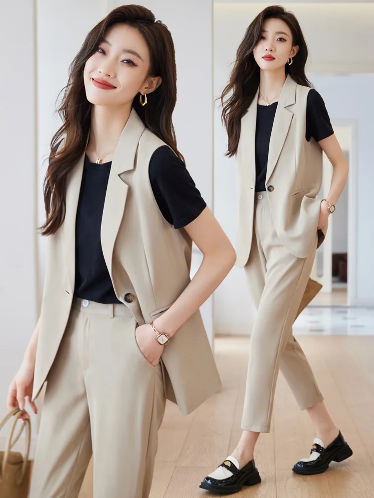 Black Suit Vest for Women Spring and Autumn2023New Small Vest Outer Wear Fashion Leisure Vest Suit Spring