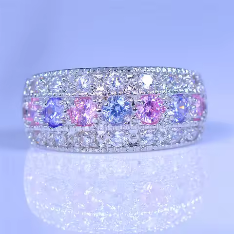 Crystal Female Small Round Zircon Stone Ring Silver Color Wedding Engagement Jewelry For Women