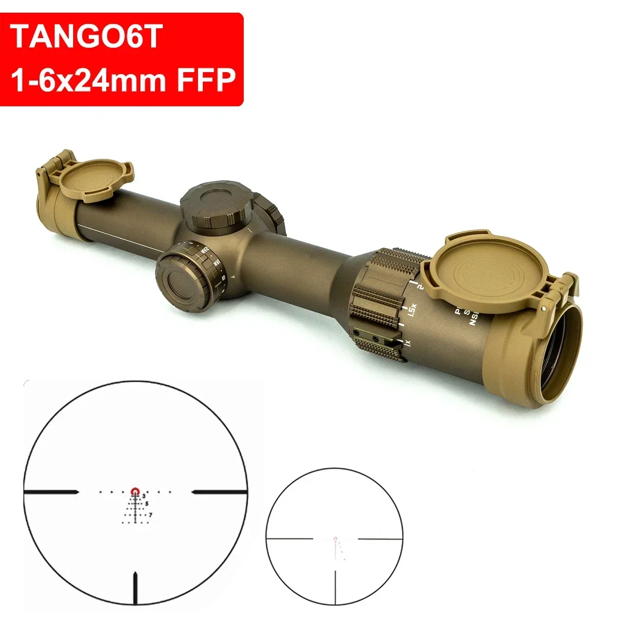 TANGO6T DVO 1-6x24 FFP First Focal Plane Riflescope Illuminated LPVO Speed Scope With Connecting 20mm Mount  For Real