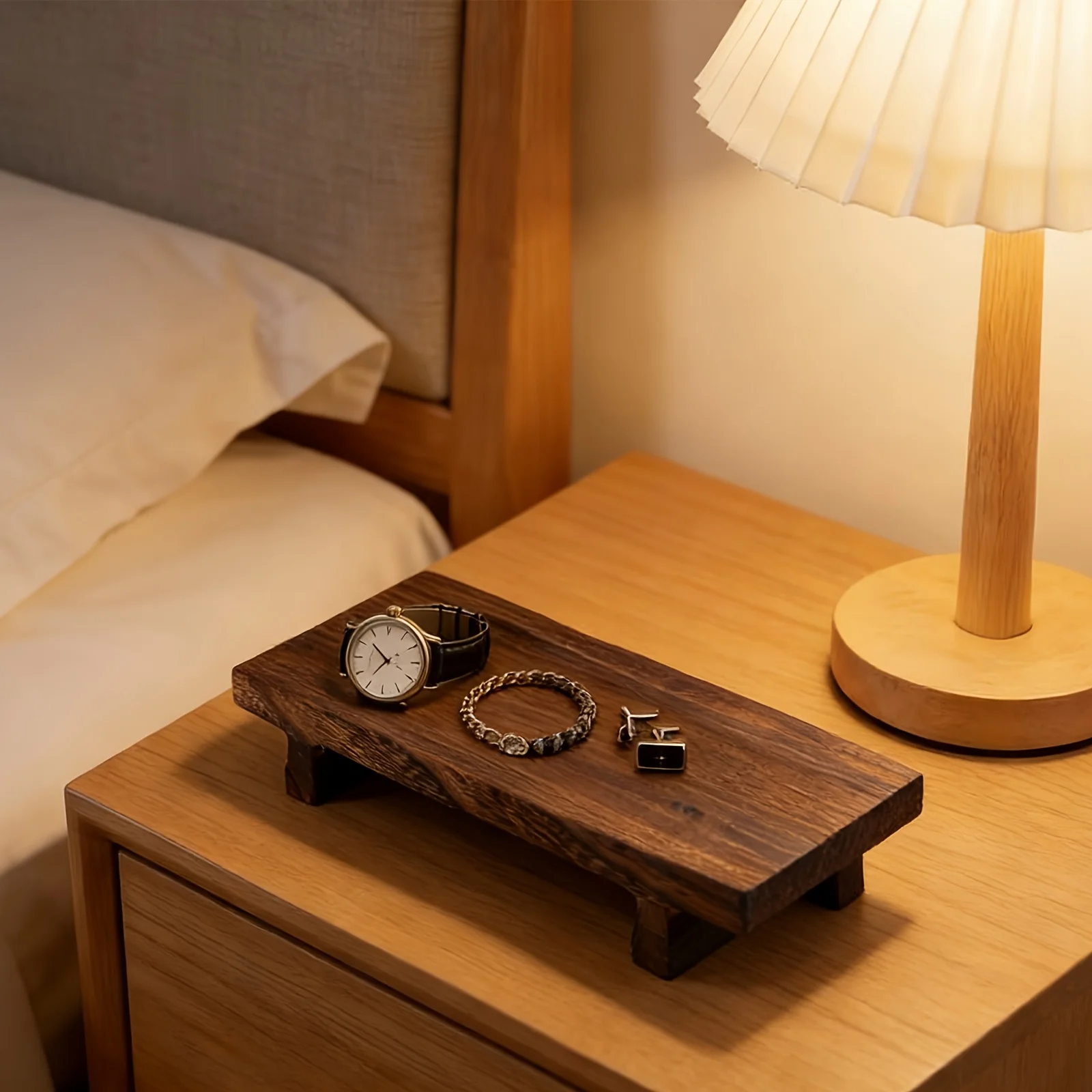Vintage Wooden Decorative Tray, Elegant Storage Tray for Bathroom & Kitchen, Ideal for Cosmetics & Home Display
