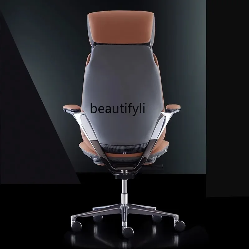 เก้าอี้สำนักงานหนังสไตล์อิตาลี สำหรับผู้บริหาร ใช้กับคอมพิวเตอร์ นั่งสบาย เก้าอี้ประธานแบบหมุนได้ ปรับเอนนอนได้