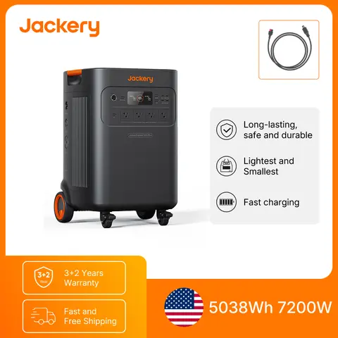 Jackery Explorer 5000 Plus with Anderson Cable Set, LiFePO4 Power Station, Solar Generator for Home RV