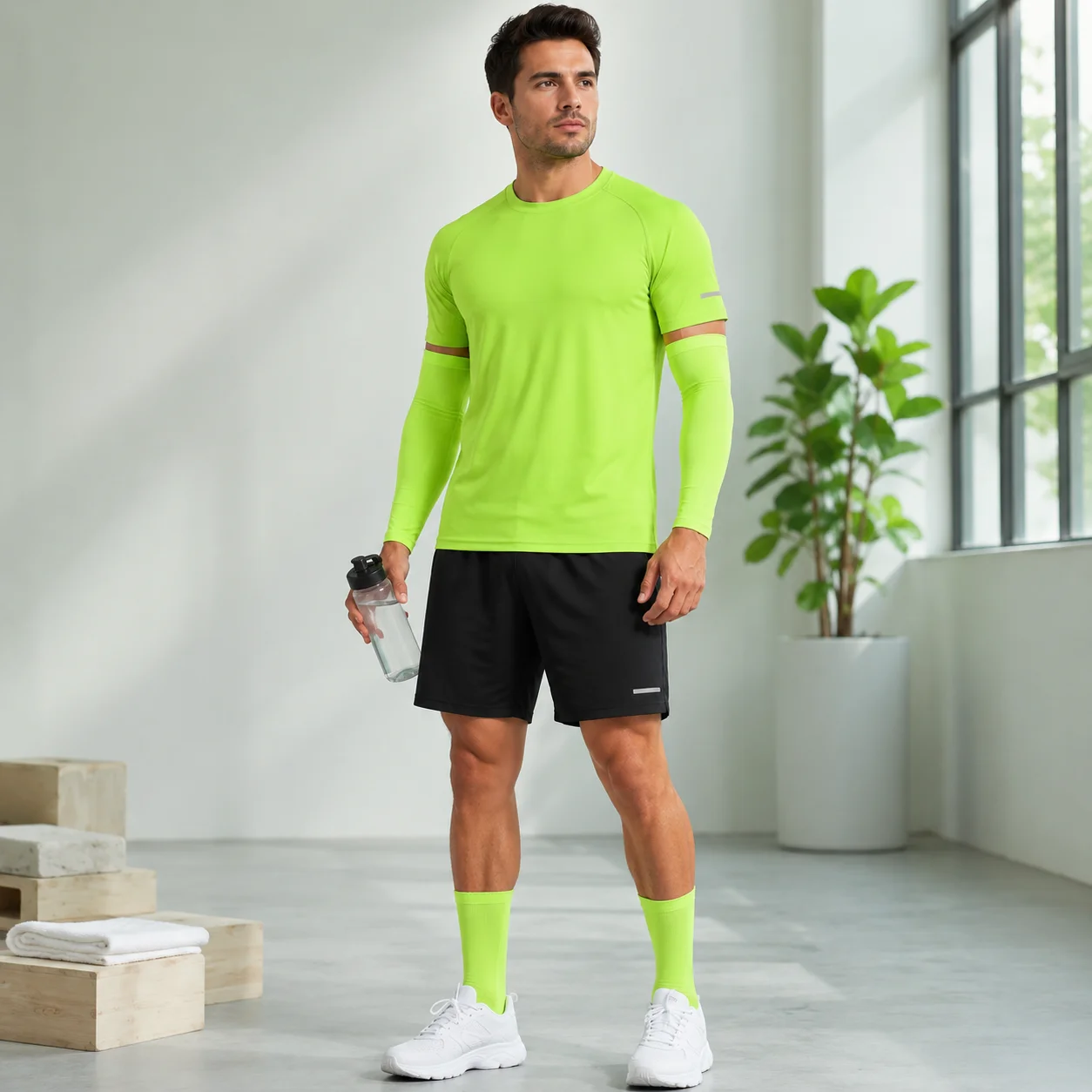 Men's Compression Shirt Quick Dry Short Sleeve Running T-Shirt Breathable Gym Workout Base Layer Athletic Rash Guard